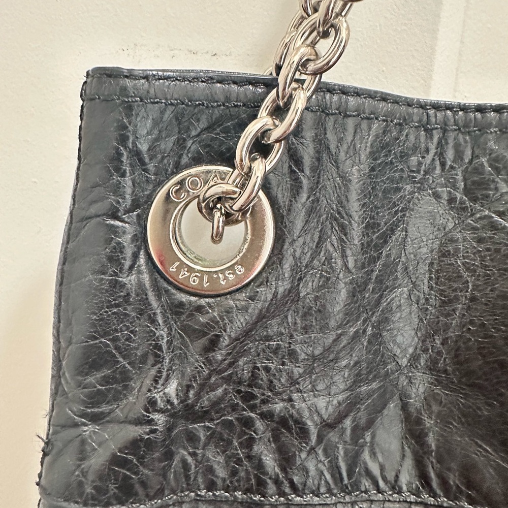 Coach Black Shoulder Bag with Silver Chain - Picture 3 of 16